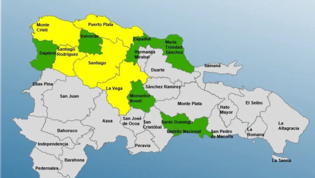 COE eleva a 7 las provincias en alerta verde y a 5 en alerta amarrilla