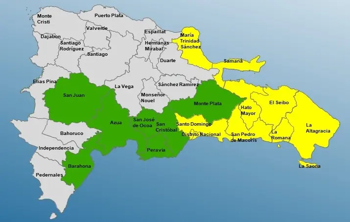 COE coloca a Santo Domingo y el Distrito Nacional en alerta amarilla por efectos de onda tropical y vaguada