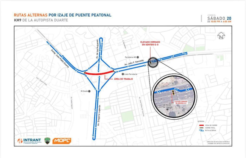 Obras Públicas realizará cierre nocturno este sábado por avances en el nuevo puente del kilómetro 9